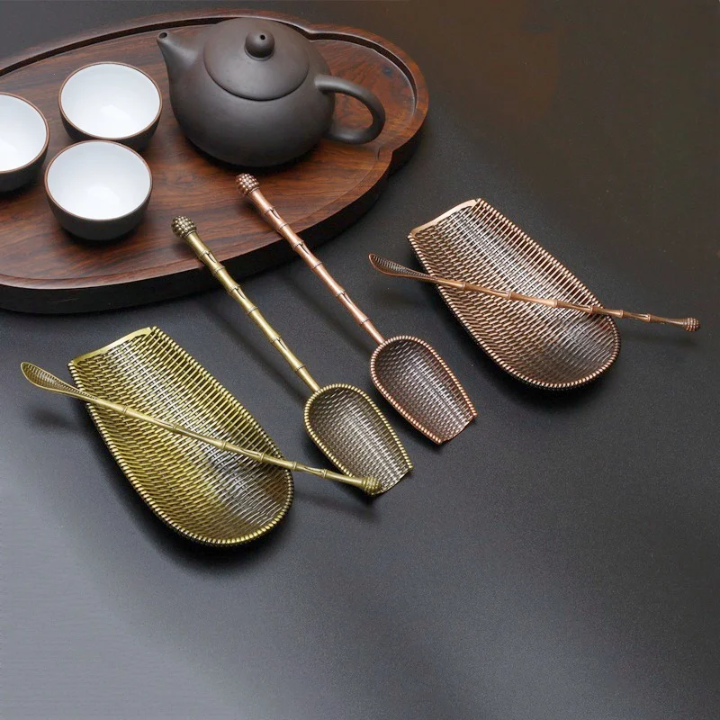 

3/2/1pcs Alloy Weaving Teaspoon Sets Vintage Chinese Kung Fu Tea Accessories Zen Coffee Bean Taking Tools Tea Shovel Chaze