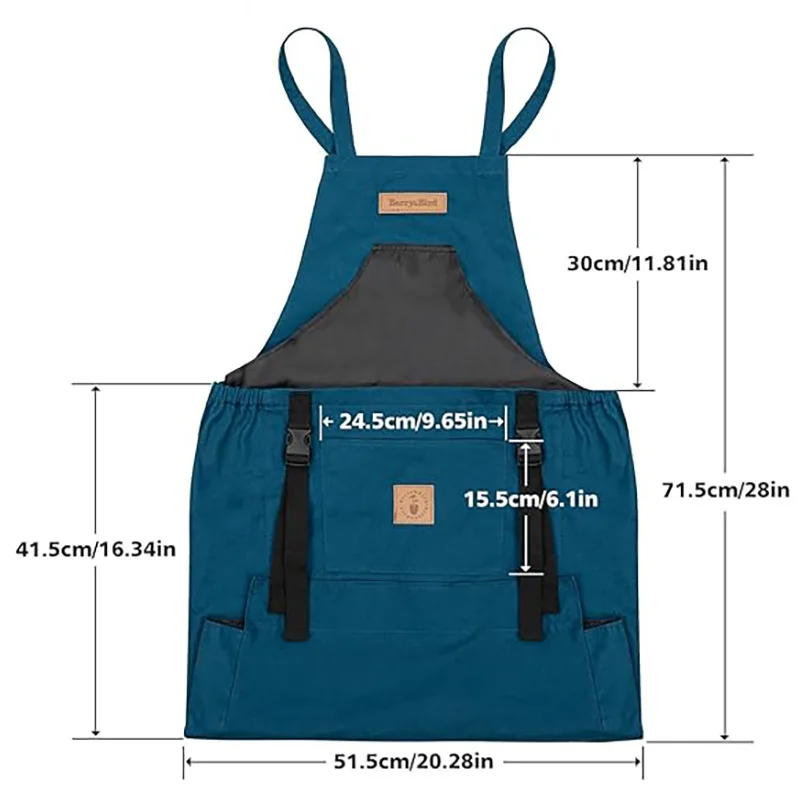 D9 Oxford Cloth Garden Apron with Large Storage Pocket Reusable Shopping Vegetables Bag Apron Kitchen Fruits Flowers Organizer