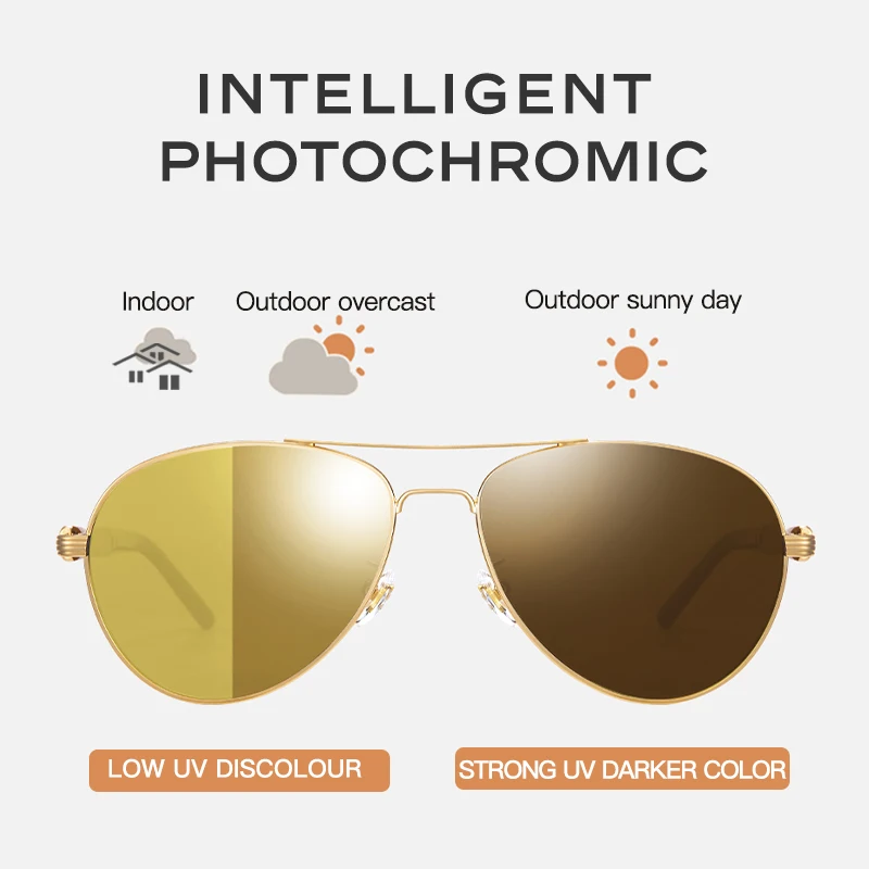 CAPONI Night Vision Men Sunglasses Photochromic Brown Wooden Legs Pilot Driving Eye Glasses For Male UV Protect BSYS409