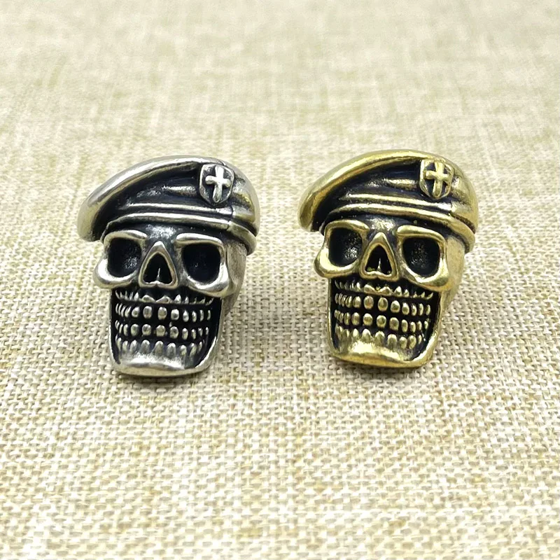 Brass Cross Beret Skull Head Knife Beads EDC DIY Paracord Woven Bracelets Lanyard Pendants Accessories Outdoor Hangings Charms ﻿