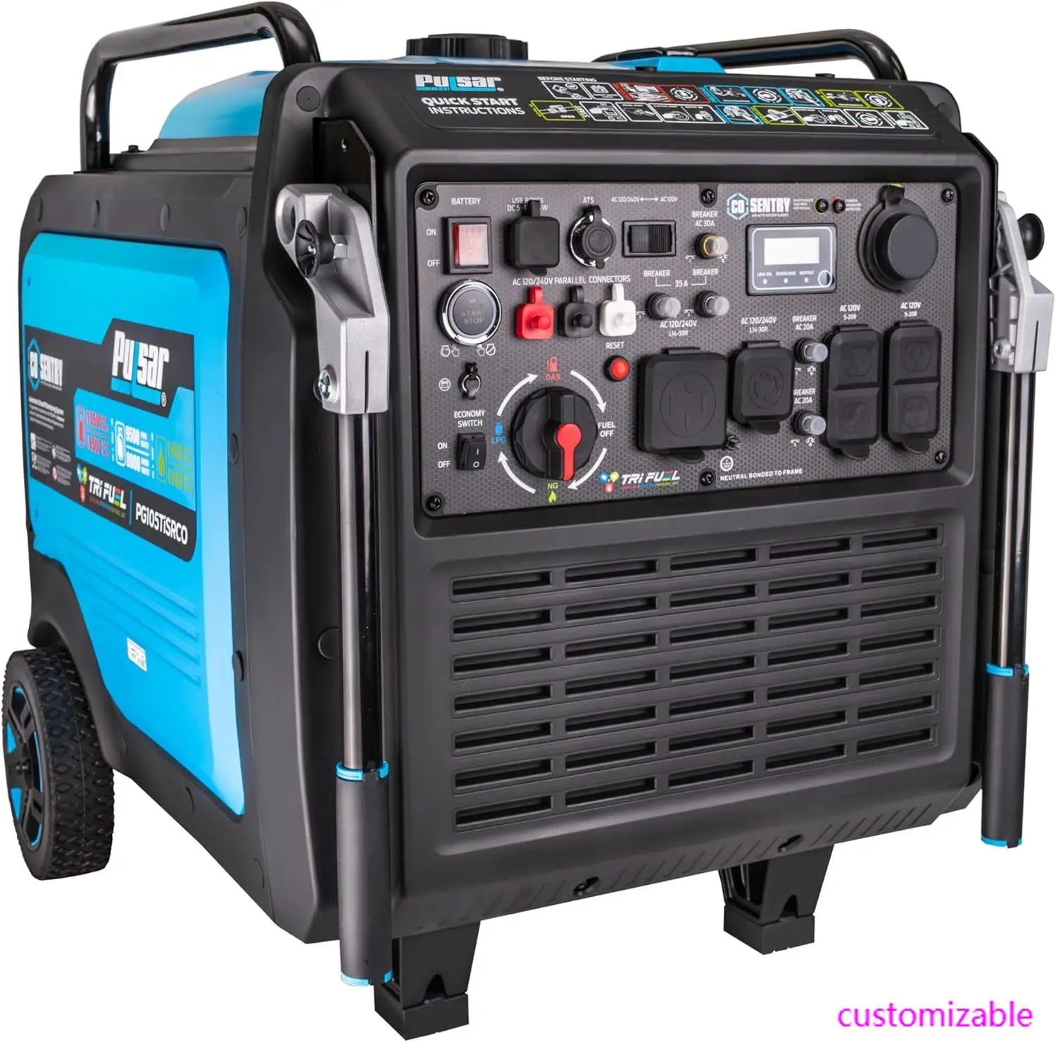 

10,500 Watt Gasoline, Propane, and Natural Gas Tri-Fuel Portable Inverter Generator with Remote Start