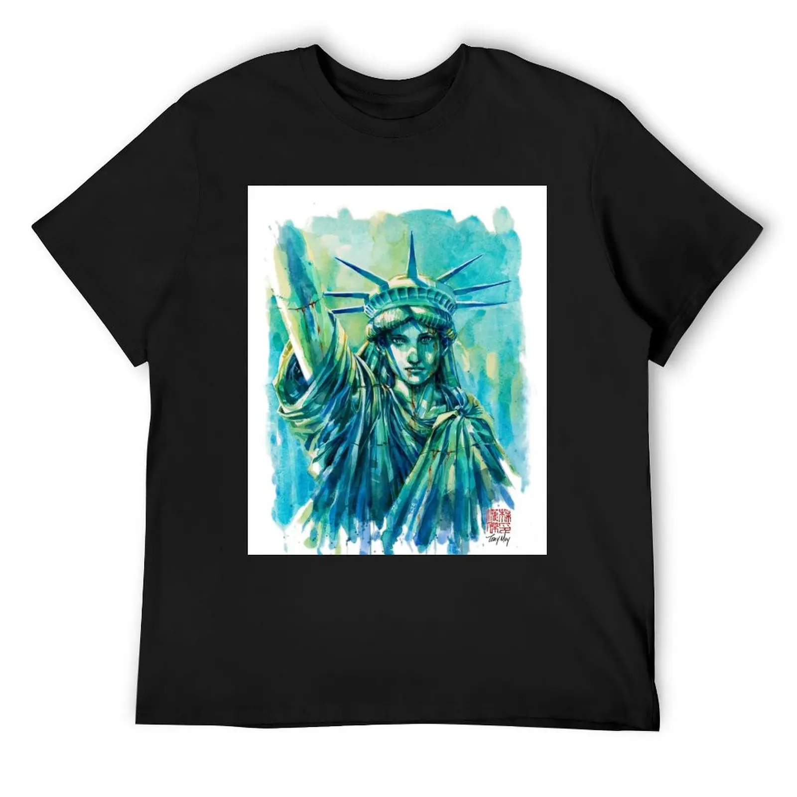 

Lady Liberty Resolute Original Watercolor T-Shirt anime stuff plain shirts men