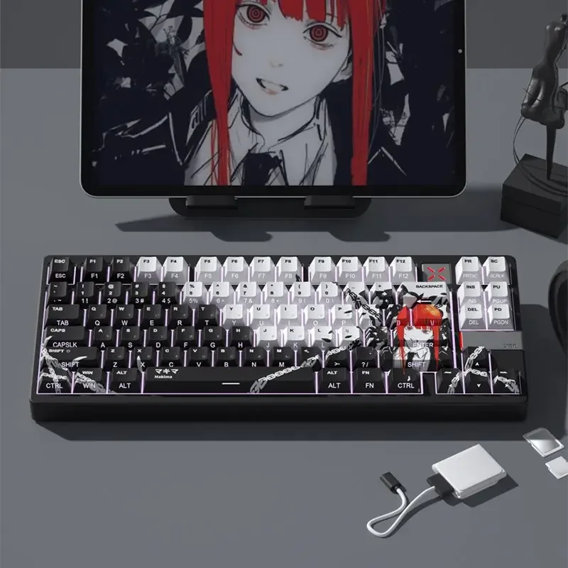 cartoon Anime Chainsaw Man Makima keycaps Double engraved side engraved lucency keyboard cap Thermal sublimation PBT material