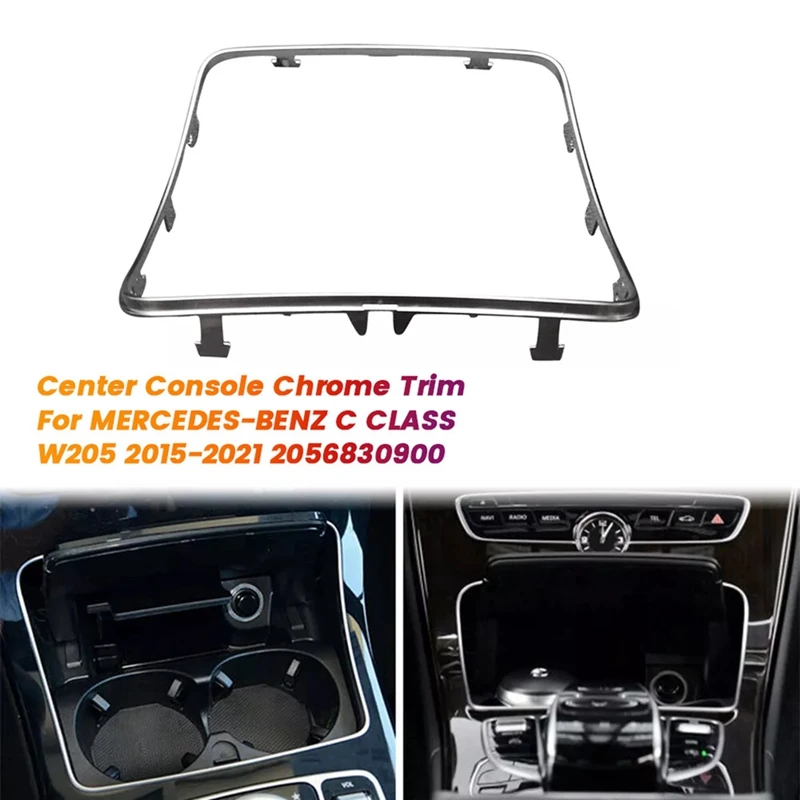 Chromowane wykończenie ramy kubka na konsolę środkową samochodu A 2056830900 Do Mercedes Benz GLC C-Class W205 C205 C253 2015-2021 LHD