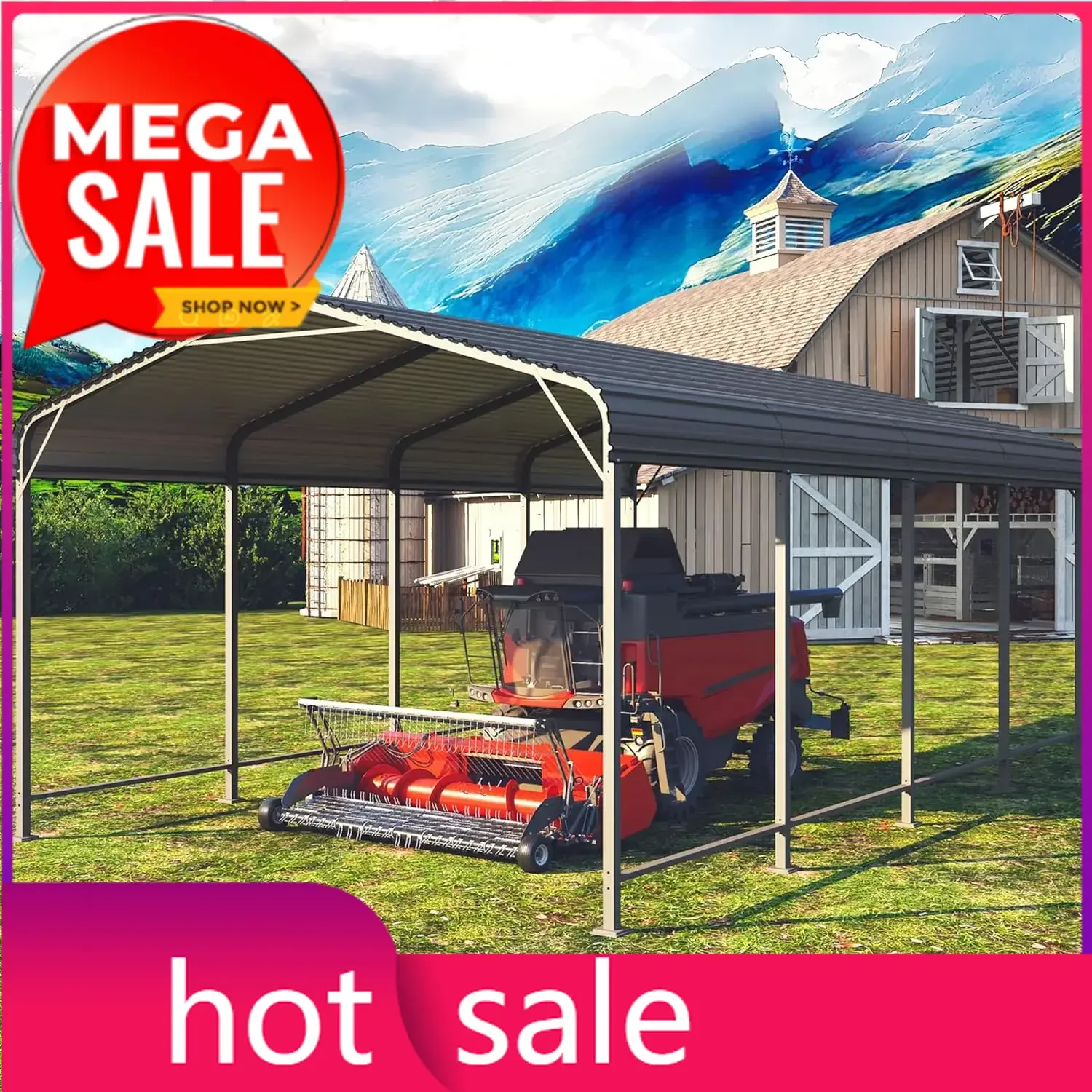 

12x20FT Metal Carport, Heavy Duty Carport Canopy with Reinforced Frame and Base for All-Weather, Outdoor Garage