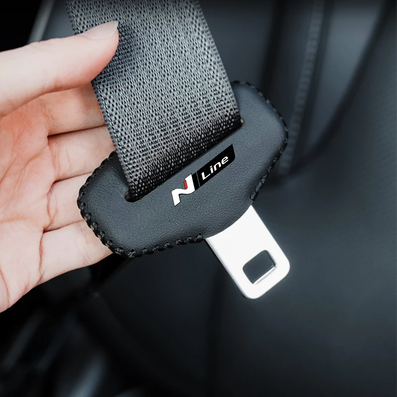 Car Seat Belt Buckle Clip Protector Leather Cover Protection Case For Hyundai N Line I30 I20 Ix35 I10 2023 Tucson Nx4 S23 Bayon