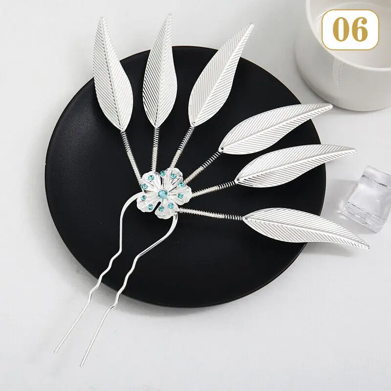 Women Ancient Hanfu Thai Headdress Leaf Headwear Hair Clip Umbrella Hair Sticks Hair Jewelry Bride Wedding Accessories