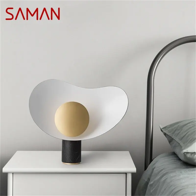 SAMAN Contemporary Nordic Creative Table Lamp LED Marble Desk Light for Home Bedroom Decoration