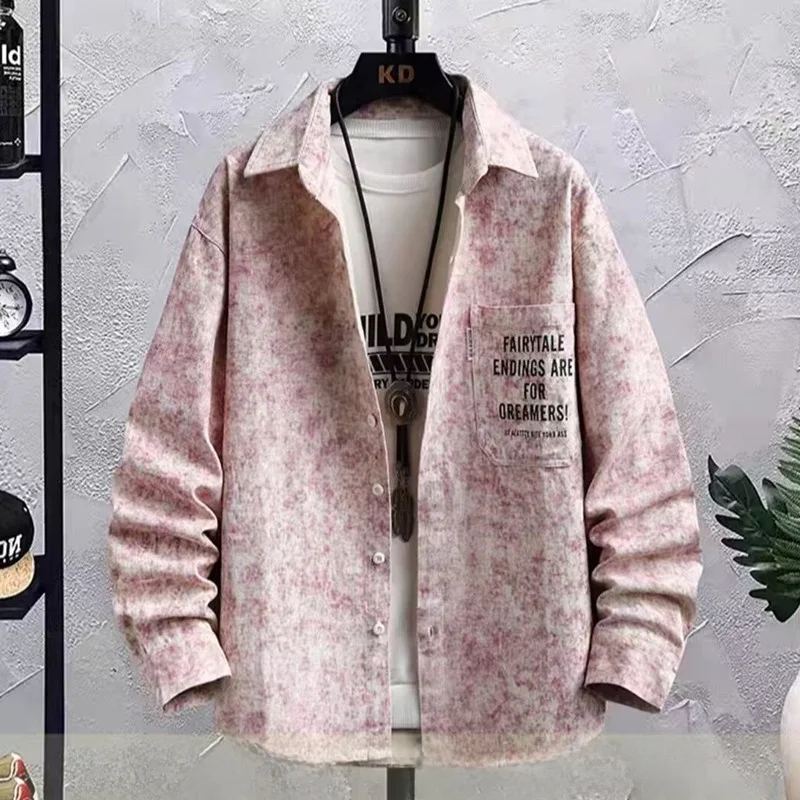 

Loose Fit Men's irt Jaet Spring Autumn New Sle Casual Brand Teenager Student Trendy Large Size Collar Haome Jaet