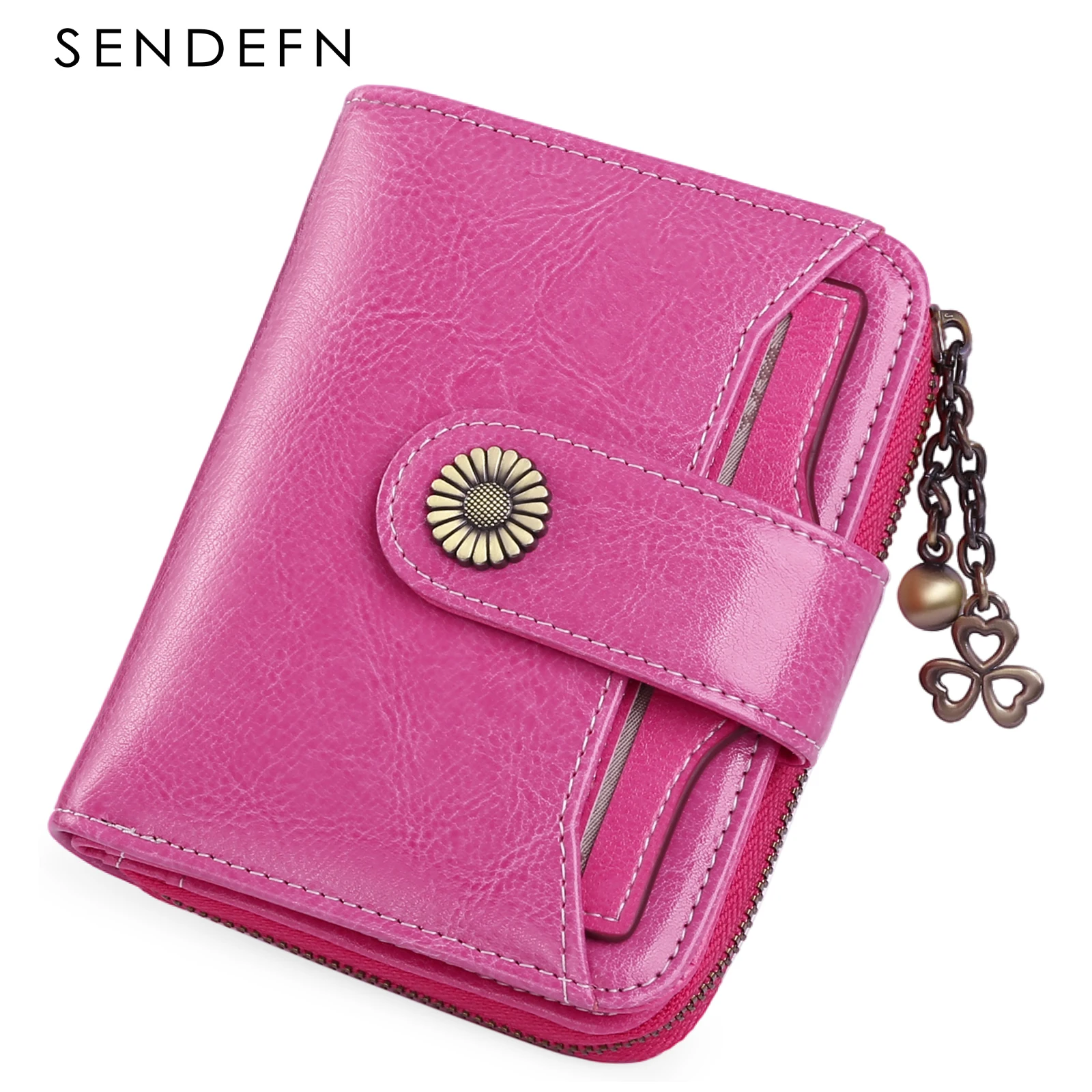 SENDEFN Women Short Wallet Small Fashion Leather Purse Ladies Card Bag for Women Clutch Female Purse Money Clip Wallet 5185