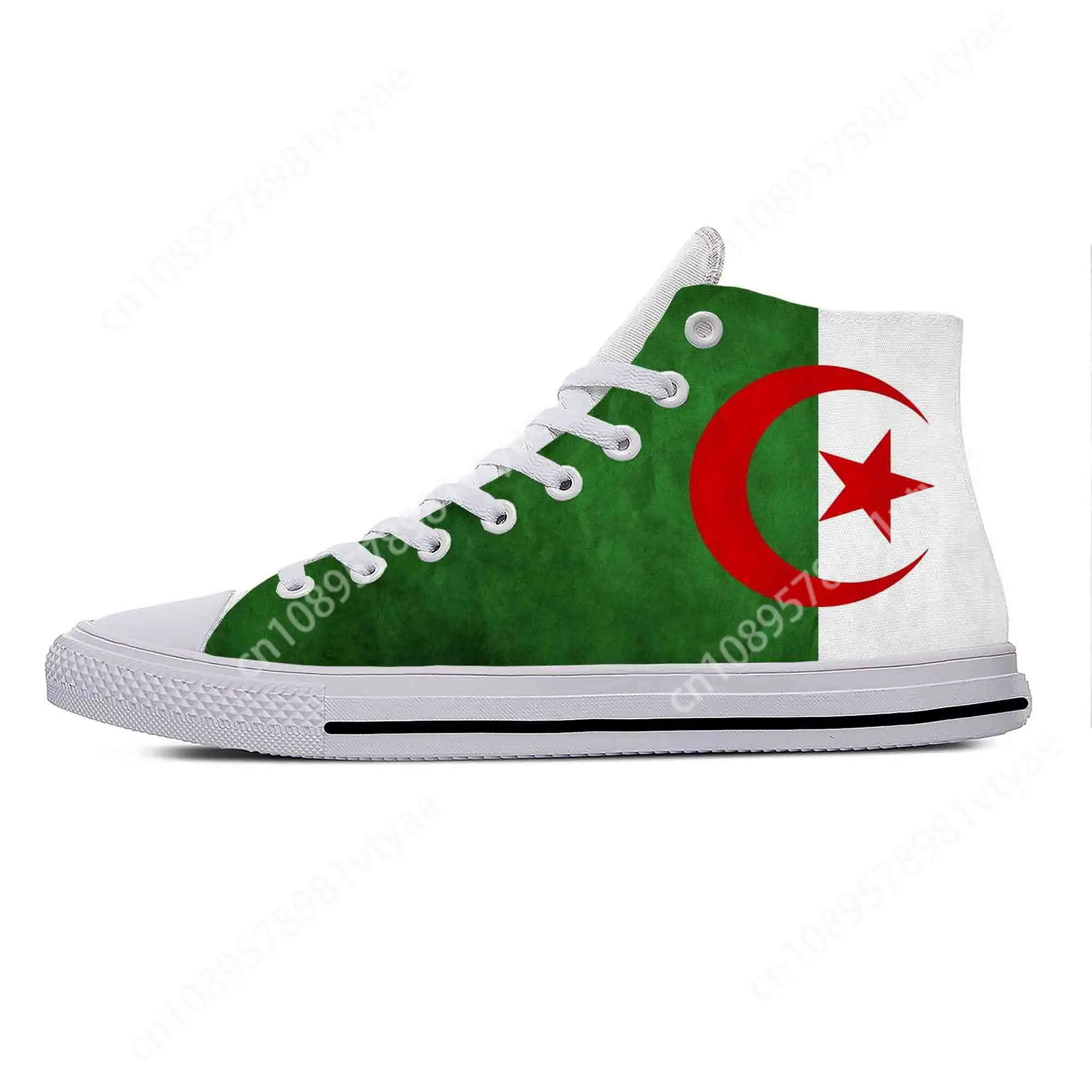 

Hot Algeria Algerian Flag Patriotic Funny Fashion Casual Cloth Shoes High Top Lightweight Breathable 3D Print Men Women Sneakers