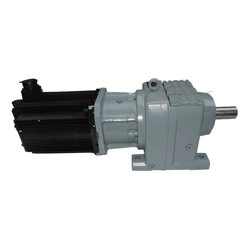 

Horizontal helical gear reducer supporting servo motor