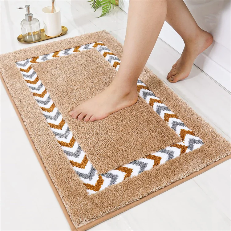 

Thick Plush Bathroom Mat Water Absorbent Grey Shower Bath Rug Non Slip Bathroom Floor Mats for Elderly