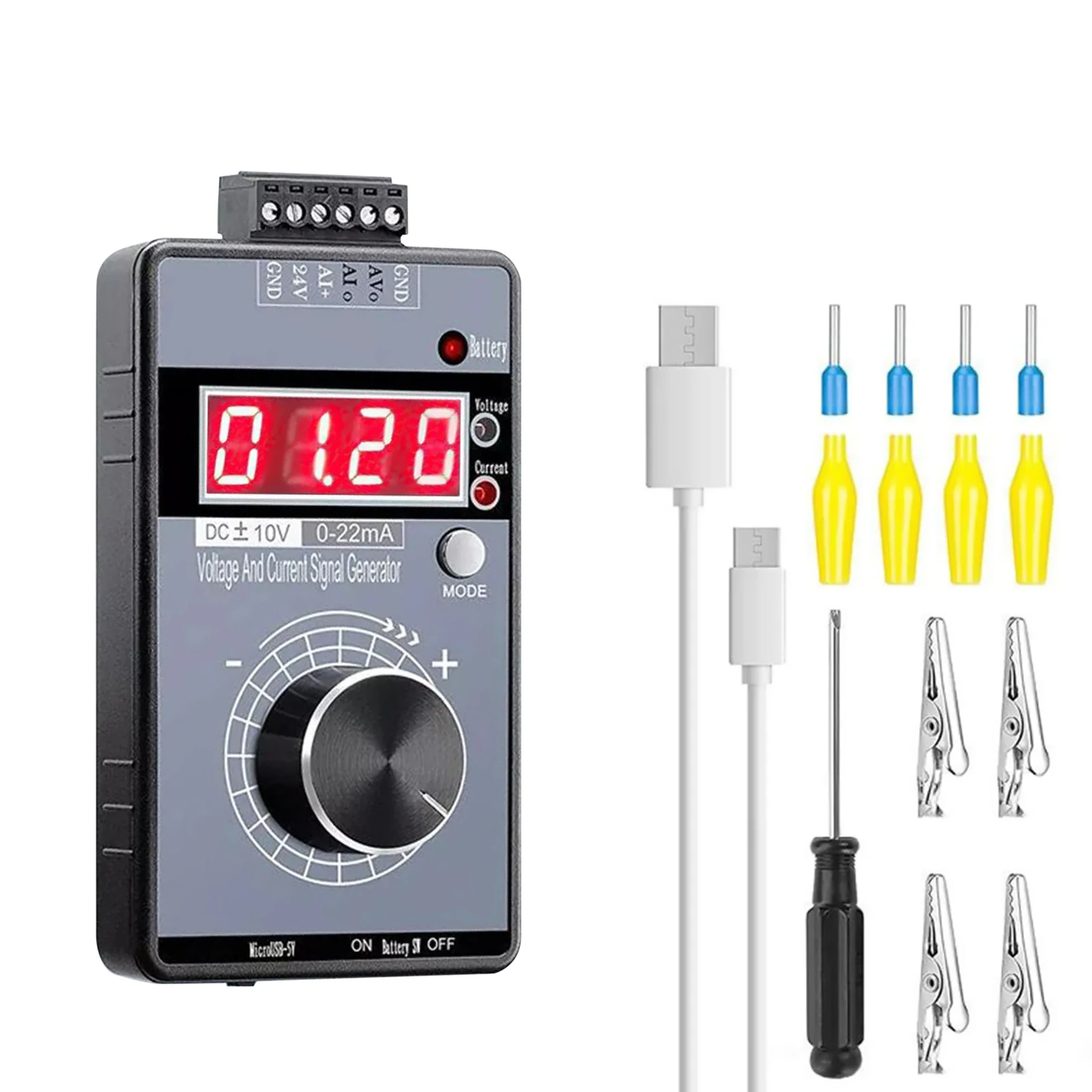 1PC High Precision Handheld 0-10V 0-22mA Signal Generator Current Voltage Adjustable Digital Calibrator PLC Analog Simulator