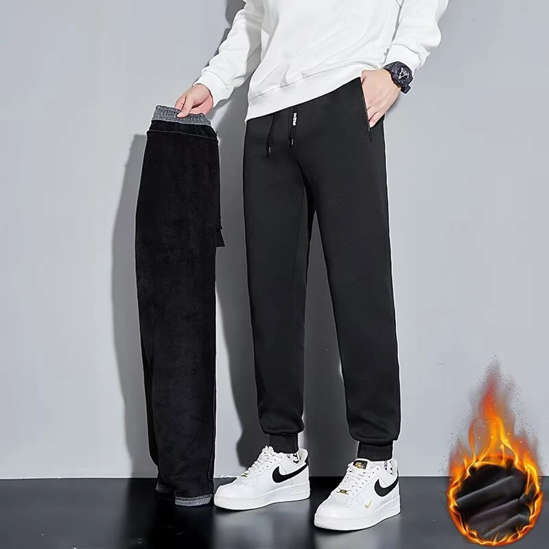 

Мужские осенние теплые зимние утепленные брюки на флисовой подкладке, мужские свободные прямые повседневные пиджаки, брюки до щиколотки, укороченные брюки