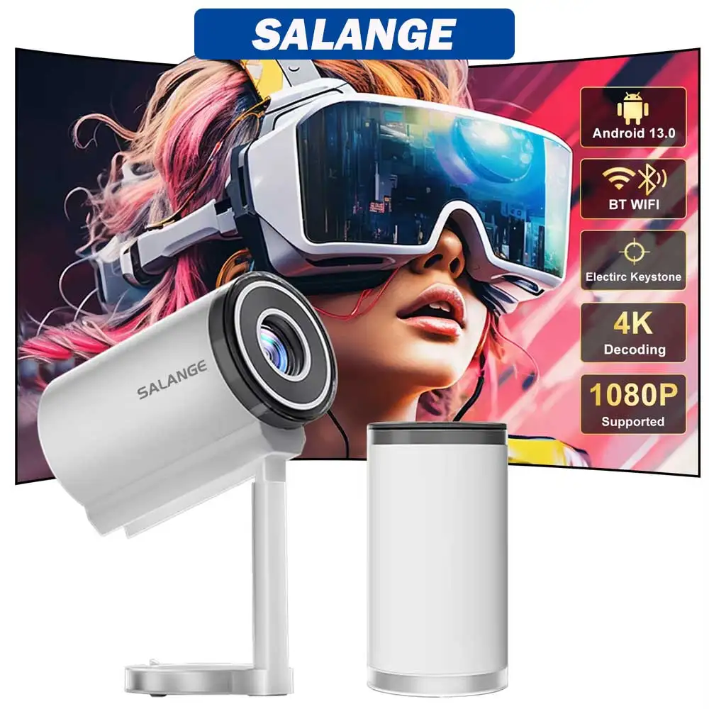 Salange Mini Projetor 1080P X5 Portátil 4K com suporte para vídeo Home Theater Projetor de vídeo compatível com Samsung Xiaomi e iOS