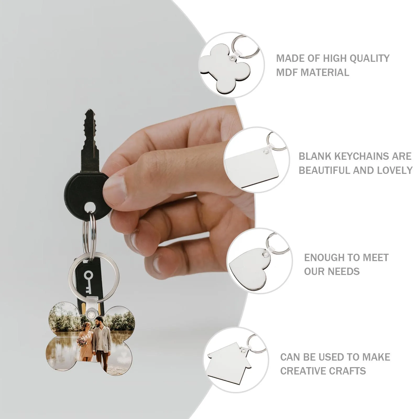 

36Pcs Blank Keychain DIY Set Mdf Sublimation Heat Press Craft Supplies for Personalized Key Rings Decorative Hanging Charms