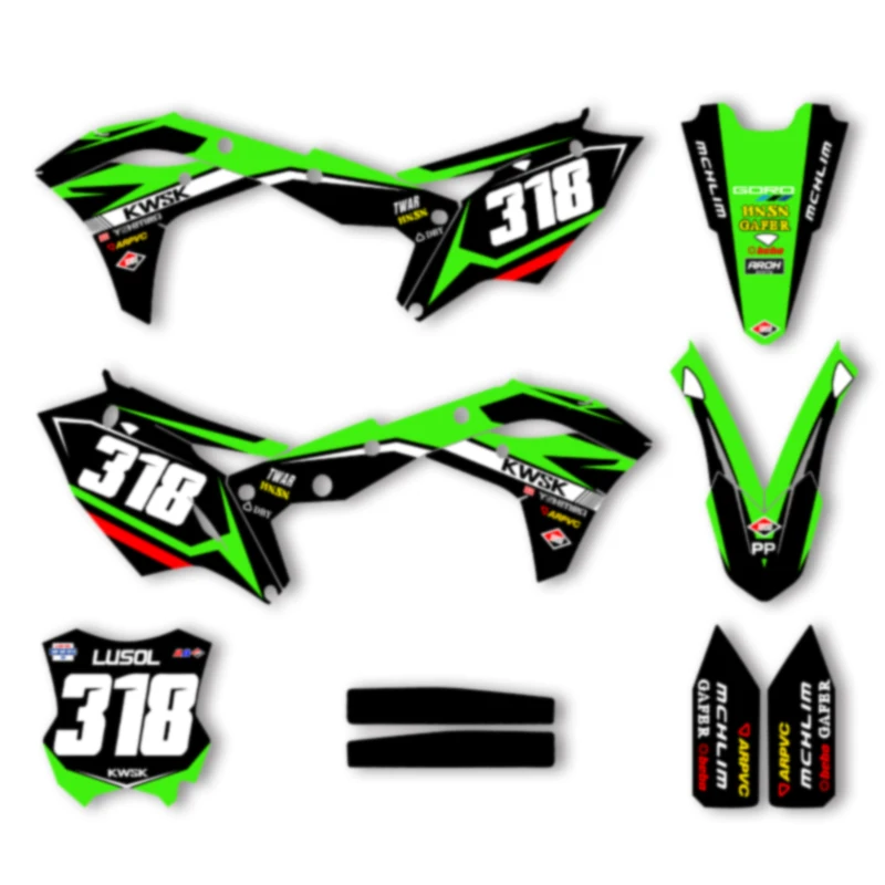 

DSMTECH Custom Team Motorcycle Graphics Decals Stickers Kit For KAWASAKI KXF250 KX250F KXF 250 2017 2018 2019 2020 001