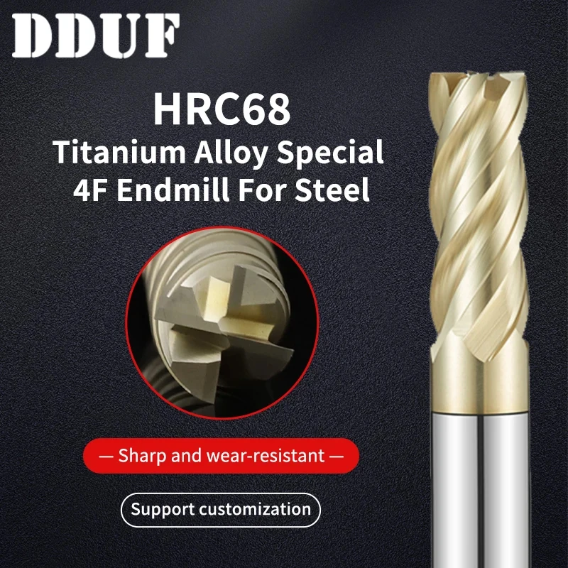 DDUF Titenium Alloy Special Ball End Cutter HRC68 Series Tungsten Steel Milling Cutter 2-Flute Spherical Carbide Milling Cutter