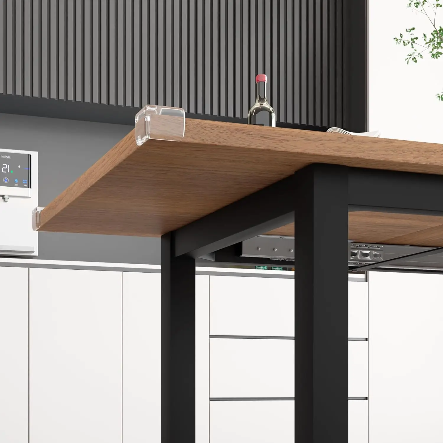 طقم طاولة طعام مكون من 5 قطع تتسع لـ 4-8 أشخاص، طقم طاولة مطبخ قابلة للتمديد مع مقعدين ومقعدين مربعين، منتصف القرن