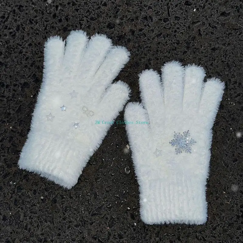 

K1ME Women Short Gloves Warm Cashmere Like Hand Gloves Teens Winter Autumn Mittens