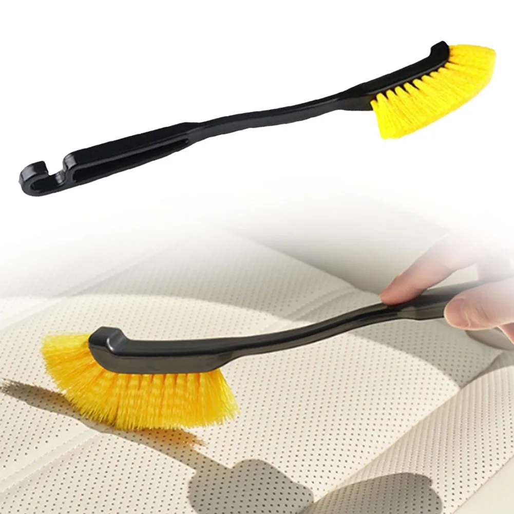 1pc Car Wheel Brush With Plastic Handle 28X10X3cm For Flexible Deep Cleaning Wheel Hub BrushesCleaner Tools Accessories