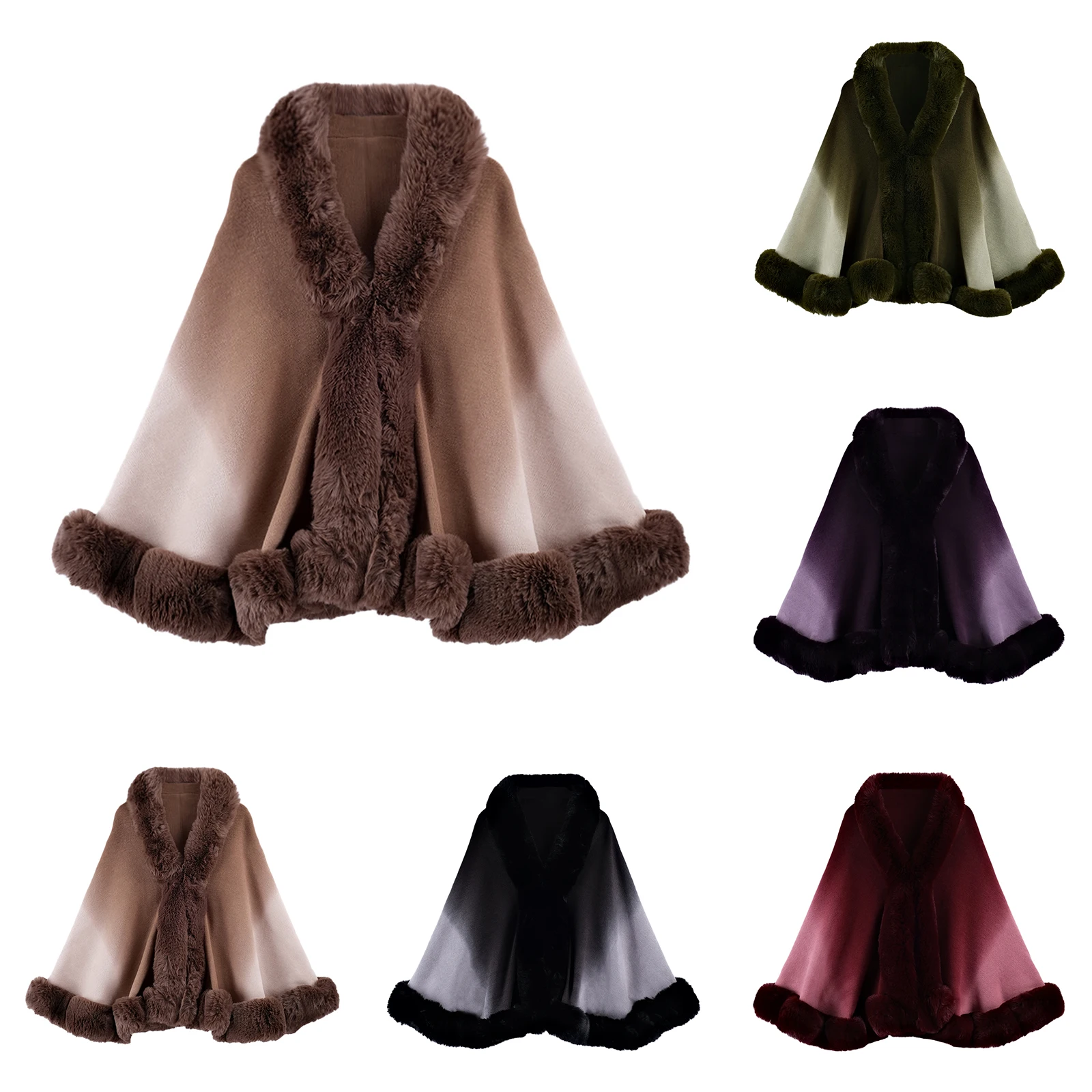 

Осень-зима, женская модная шаль с градиентом, накидка, свободный теплый плащ, пальто, женские универсальные накидки, женский повседневный плащ, топы