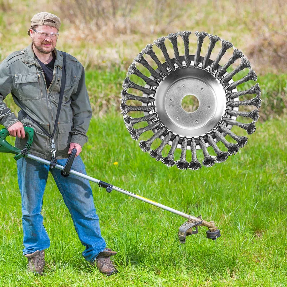 6 Inches Steel Wire Brush Cutter Trimmer Head Wired Trimmer Blade Garden Grass Trimmer Head for Moss Grass Rust Removal Tool