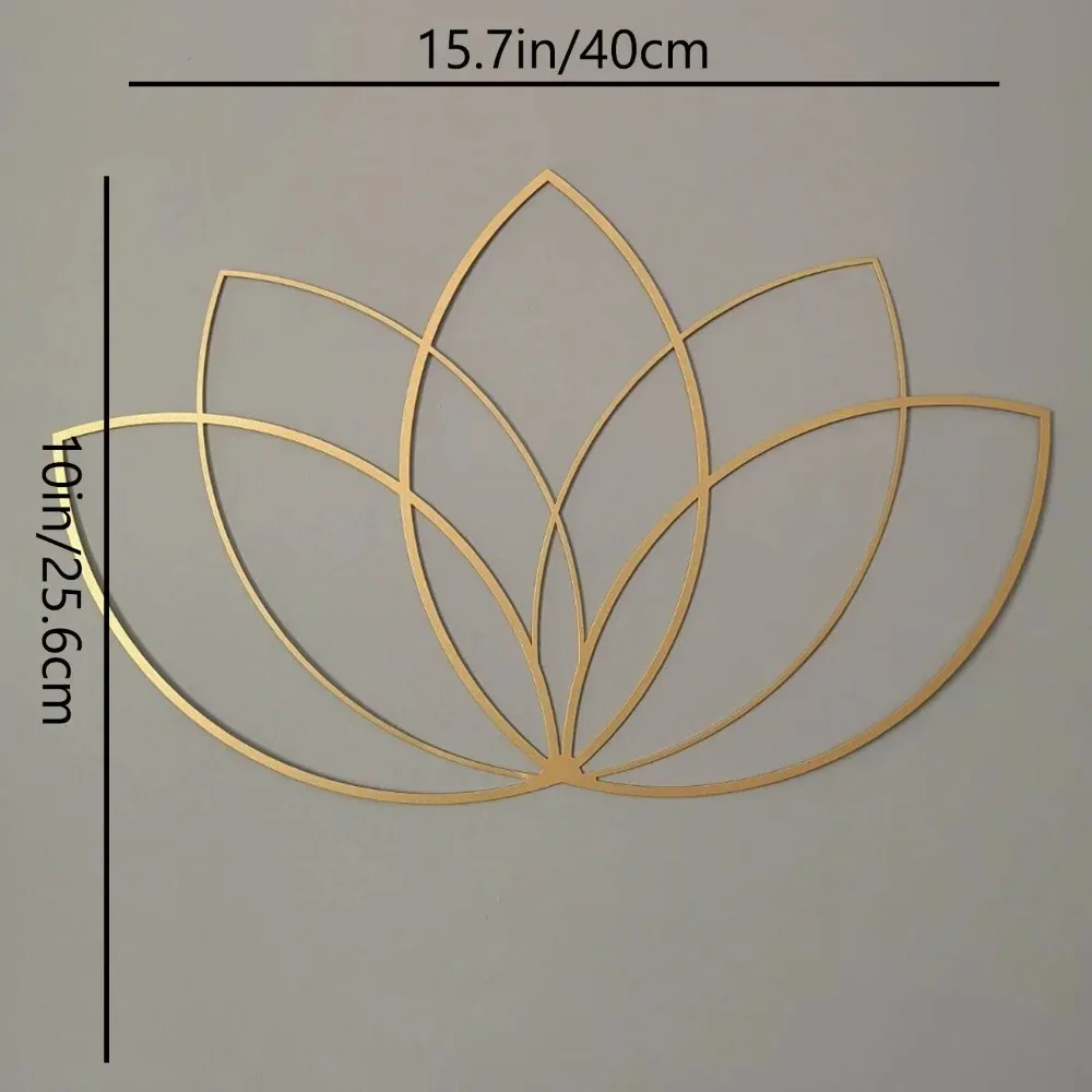 Lotus Gold Metal Wall Art 1PC - Modern Yoga Gift, Flower Decor for Living Room, Elegant Above Bed