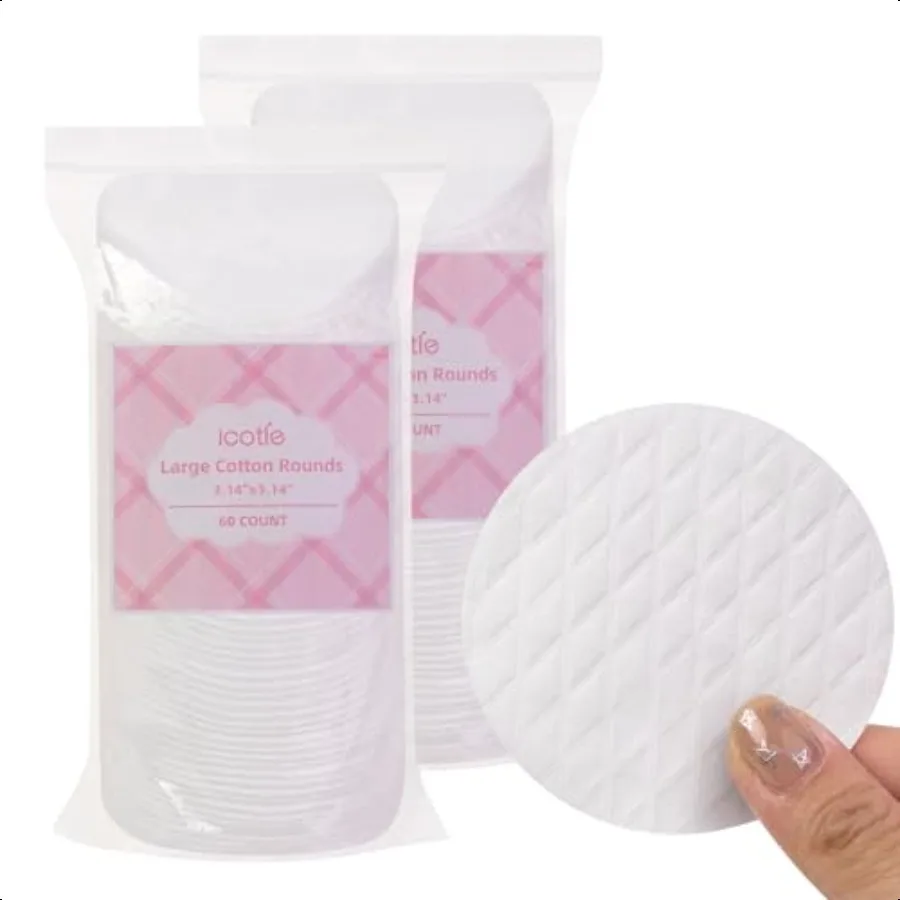 Redondas de algodón extragrandes Diámetro 3.14 100 Almohadillas de algodón puro Suaves y sin pelusa para quitar esmalte de uñas de maquillaje y limpieza Fa