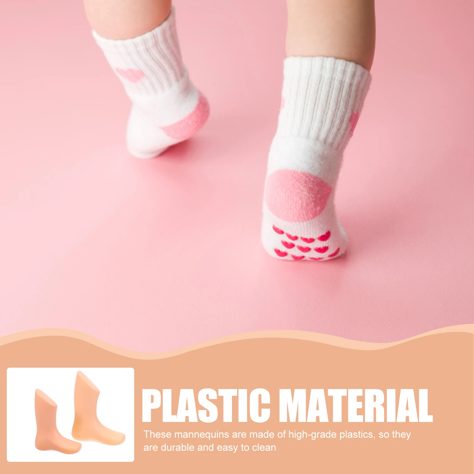 

4pcs Baby Foot Mold Hollow White Skin Tone Small Feet Display Toddler Shoe Sock Retail Store Accessory Plastic