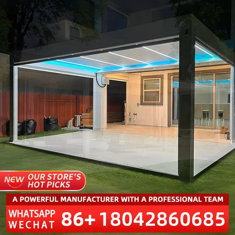 

Roof Patio Cover Aluminium Solar Pergola Outdoor Garden Shade Bioclimatic Greenhouse for Backyard Porch Balcony in Europe pergol