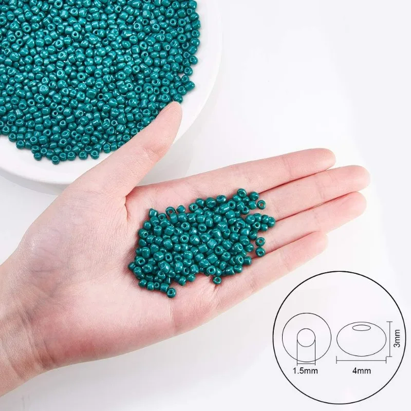 1600pcs 6/0 Glass Seed Beads Opaque Color Loose Beads 4mm Pony Beads(Teal) for DIY Craft Bracelet Necklace Jewelry Making(6OZ)