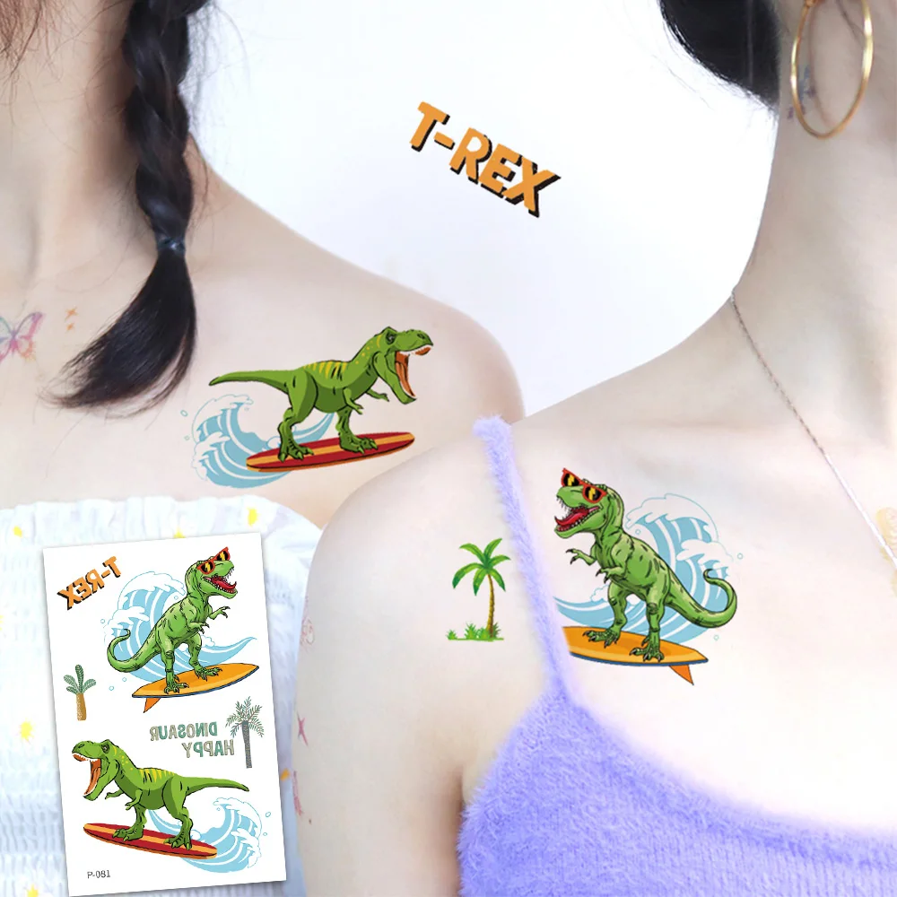 12 Sheets Dinosaurs Temporary Tattoos, Cool T-Rex Triceratops Velociraptor Allosaurus Jurassic Dinosaurs Waterproof Pattern