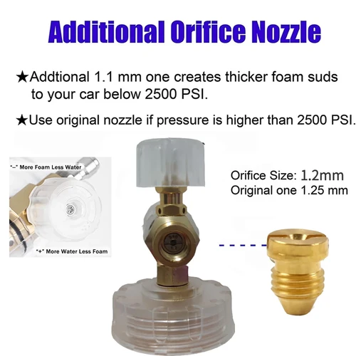 Imagen 2 del producto Lanza de espuma para nieve, cañón de espuma, generador de espuma de jabón, accesorios de lavadora de coche de alta presión para Karcher Nilfisk Parkside WAP