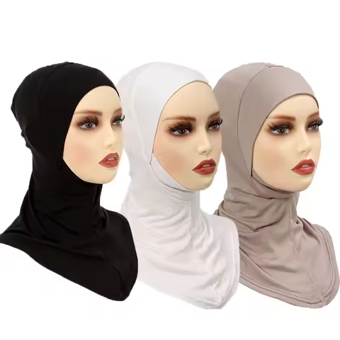 3PCS Muslim Inner Cap Hijab For Women Solid Underscarf Hijab Undercap Scarf Turban Hat Islamic Hijabs Ready To Wear Headcover