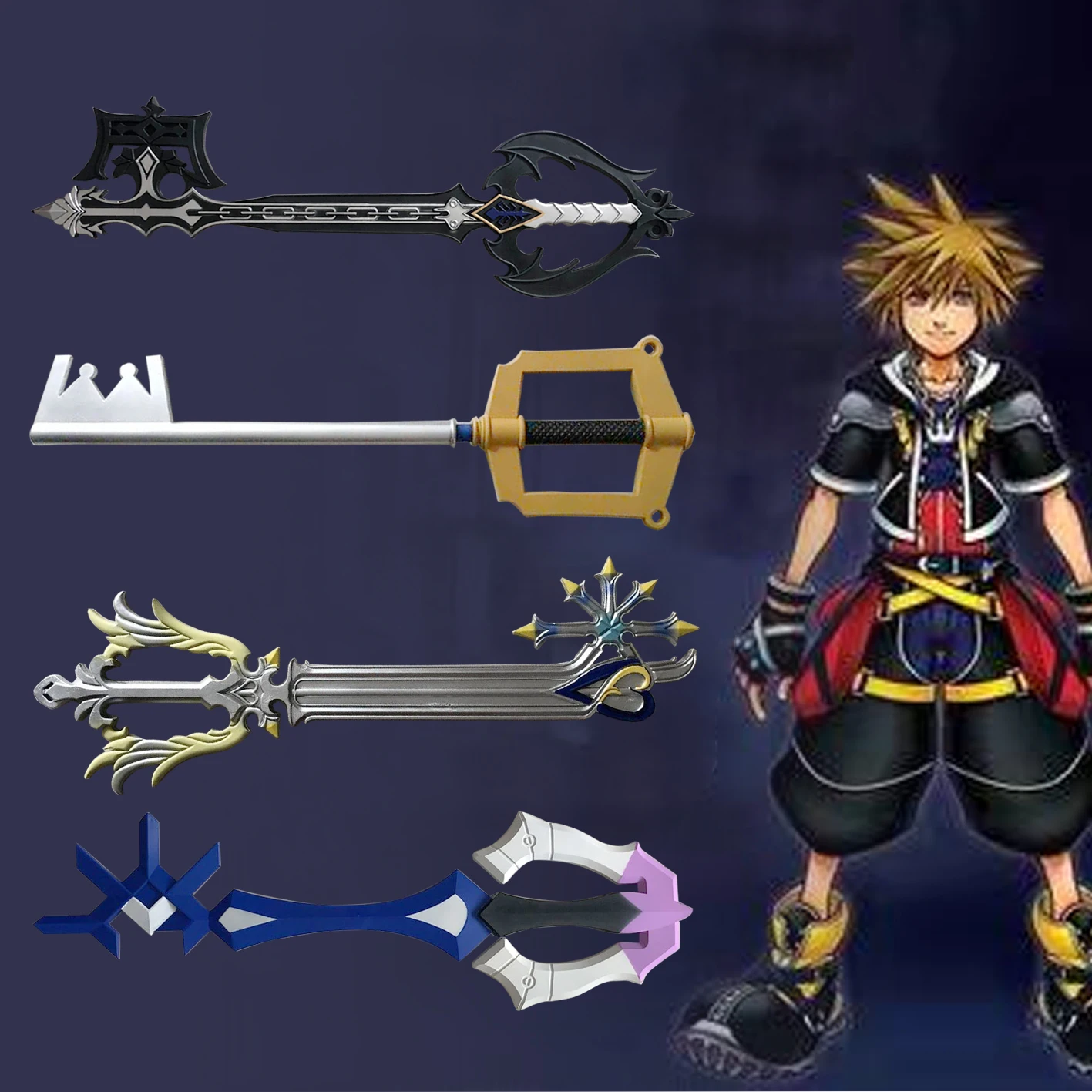 

Копия 1:1 Золотого ключа-мечей Соры из Kingdom Hearts: реквизит для косплея, игровой аксессуар, реквизит для ролевых игр, подарок, безопасный, 88 см