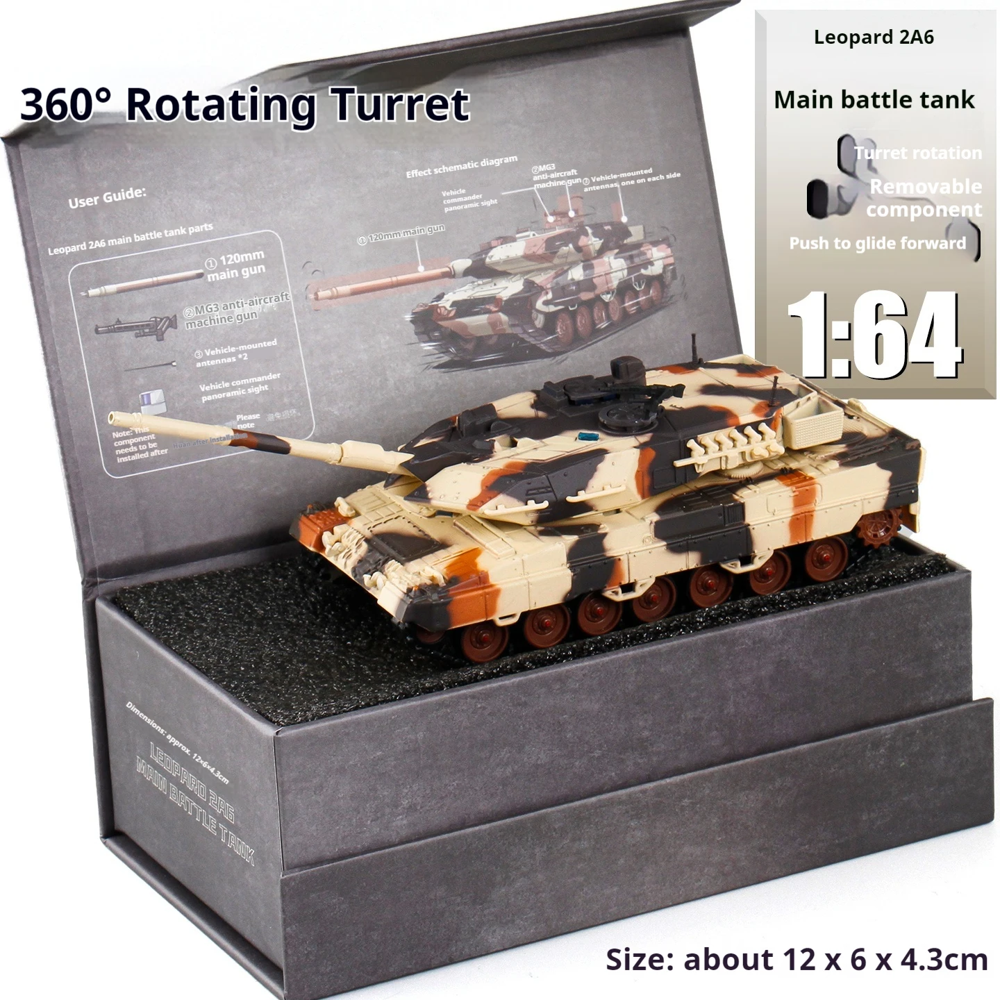 جديد MASDI 1:64 ليوبارد 2 A6 الناتو ثلاثي الألوان التمويه سبيكة الرئيسية معركة دبابة نموذج عرض ثابت الجيش العسكرية تحصيل هدية #2