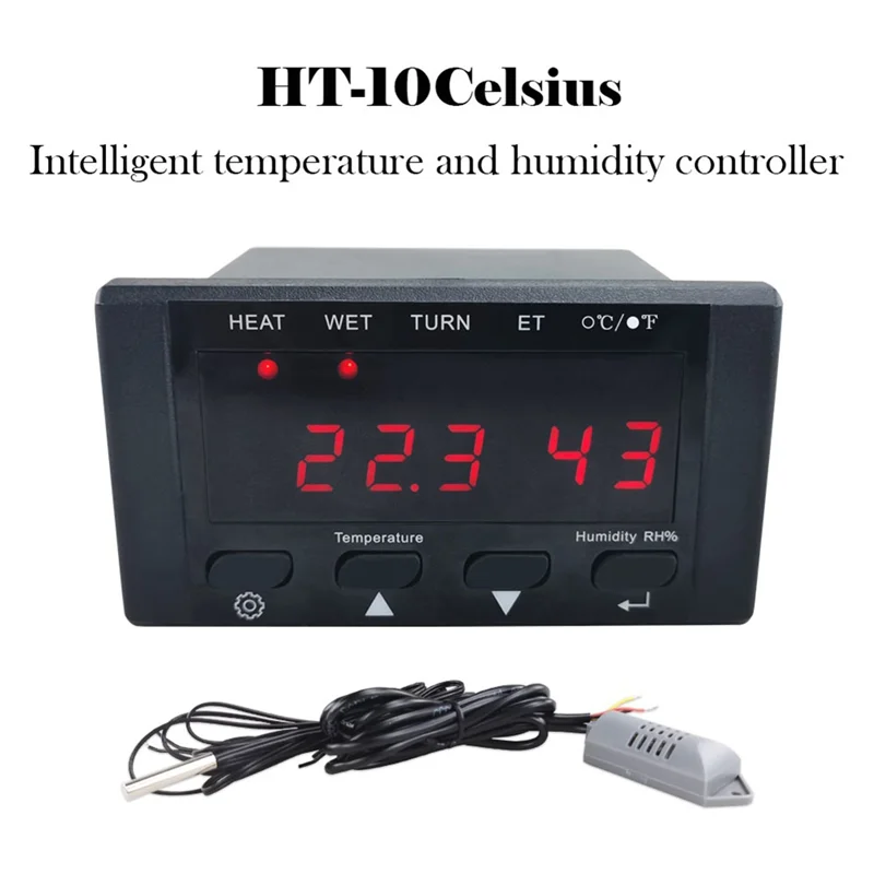 Y43A-HT-10 Incubator Thermostat Temperature Humidity Control With Humidification And Heating Indicator 110-220V Black Replacemen