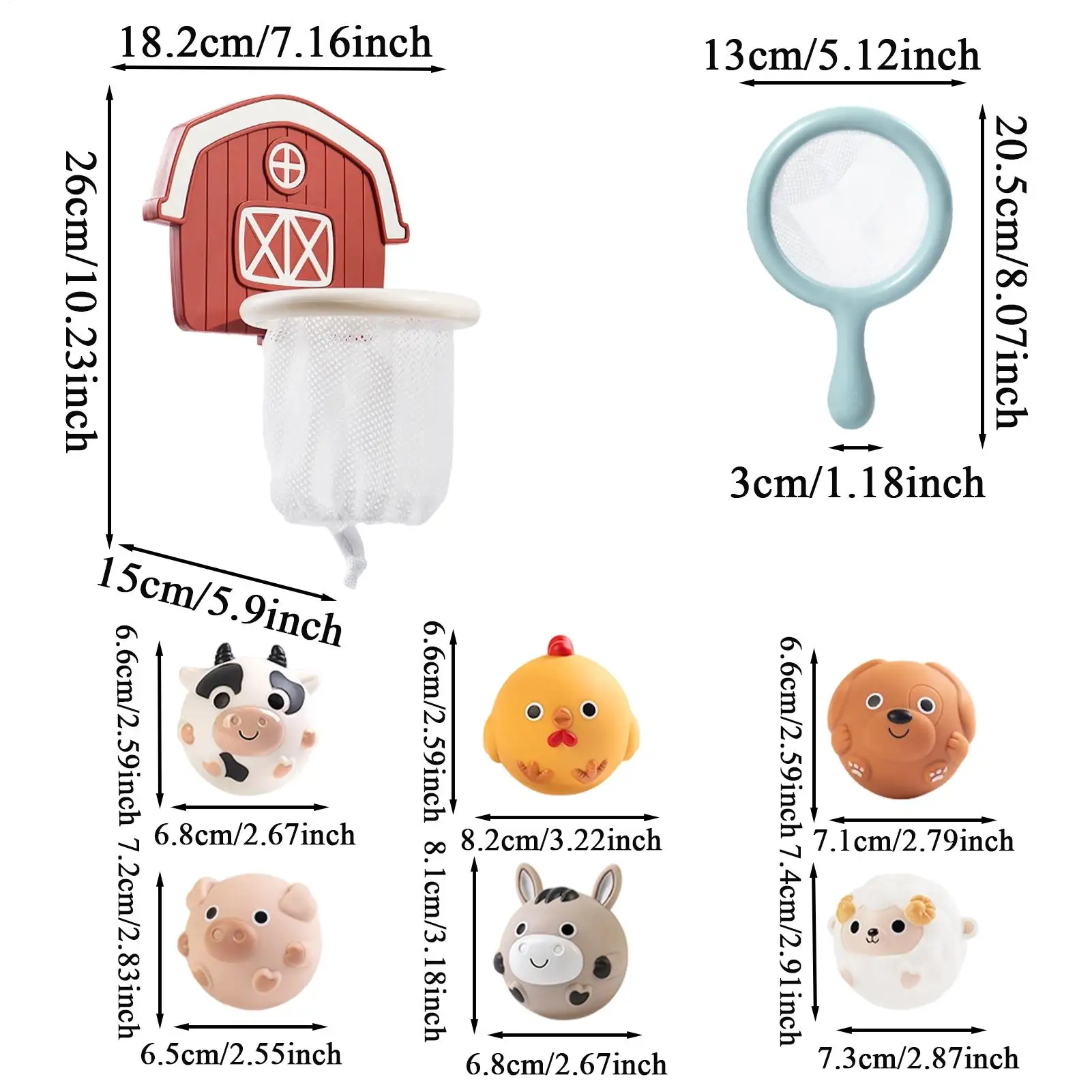 Kids Shower Bath Toy Interactive Fun Pool Game With 6 Animal Balls Bathtub Basketball Hoop Suction Cups for Kids Boys Girls