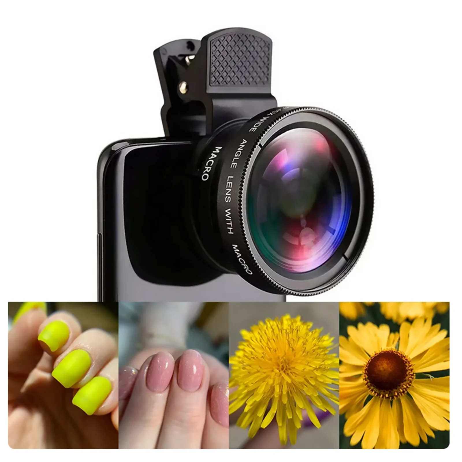 2-In-1 Mobile Phone Lens 0.45X Wide Angle Lens 10X Macro HD Camera Lens Universal for iPhone for Android Phone Len Clip