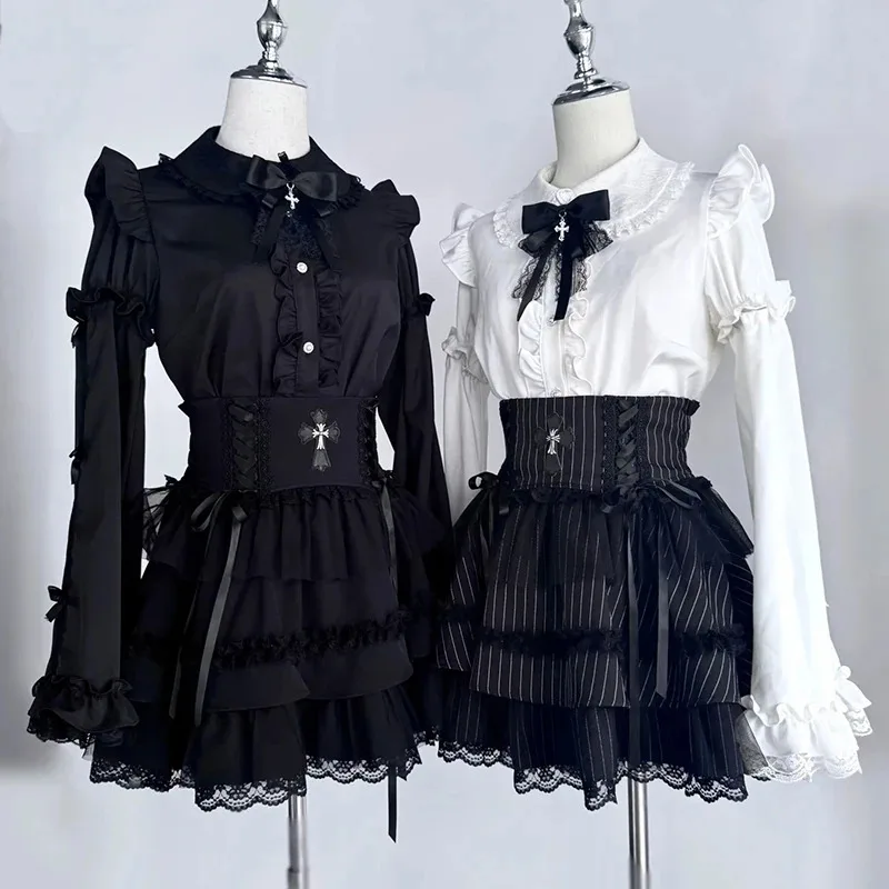 

Kawaii Women Shirts Jirai Kei Lolita Y2K Cute Japanese Style Blouse Elegant Long Sleeve Sweet Tops Casual Aesthetic Shirt 2024