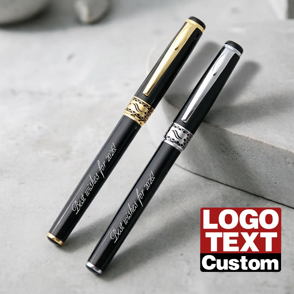 Business Office Luxury Metal Signature Pens Custom Logo Name High-end Black Ballpoint Pen Writing Stationery Wholesale