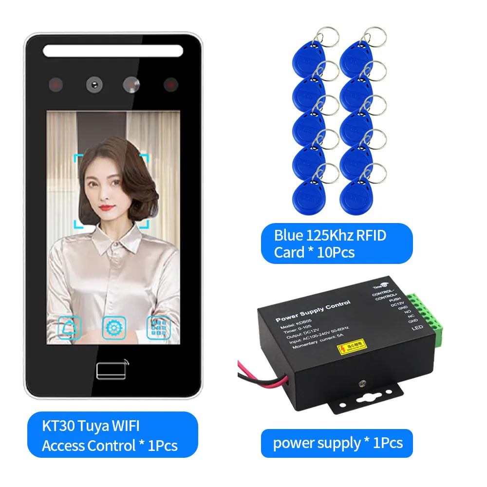 WIFI Tuya Face Attendance Access Control Kit IP68 Waterproof Outdoor Unlock by App AI Face Facial Recognition RFID Card Password