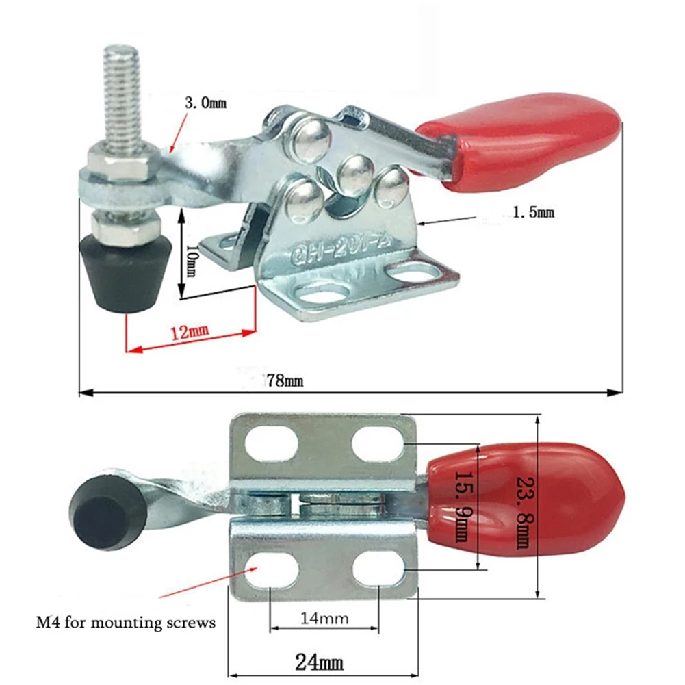 Retracted Clamp Toggle Clamp GH-201A Metal 5pcs 80mm 27Kg/ 60Lbs Home Tools Workshop Equipment Garden Hand Tools