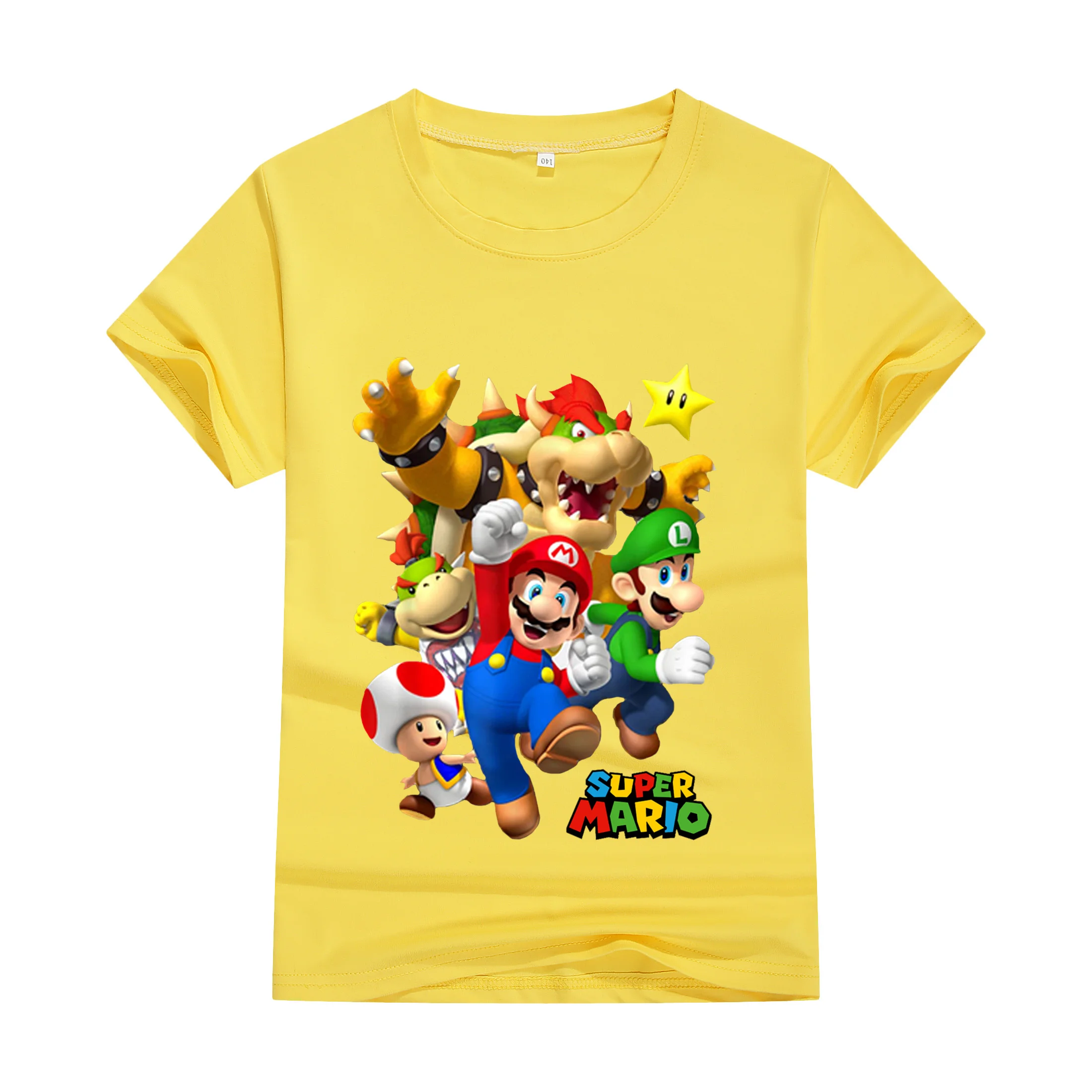 2024 New Children's T-Shirt Super Mario Bros Cotton Children's Short Sleeve Casual Boys and Girls Short Sleeve Top T-Shirt