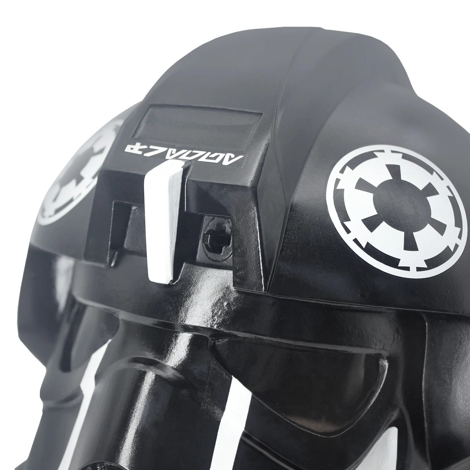 Star SW White Line Winner Imperial Fighter Pilot Helmet Hard PVC Full Head Wearable Cosplay Mask Standard Size Adult Role Play Halloween Masquerade Costume Accessory Game Cos Prop Realistic Imperial Pilot Display Collectible Gift