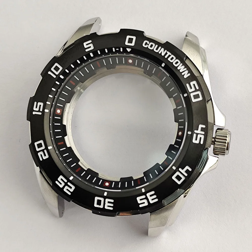 Caixa de relógio 44mm caixa mecânica modificada nh35nh36 vidro safira adequado para movimento nh35anh36 pulseira/caixa de aço inoxidável