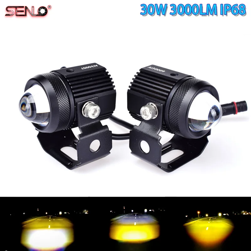 

30W Motorcycle Light For Motorbike Off-road Front Auxiliary 6000lm 6000k/3000k Super Bright Mini Driving Led Lights Headlight