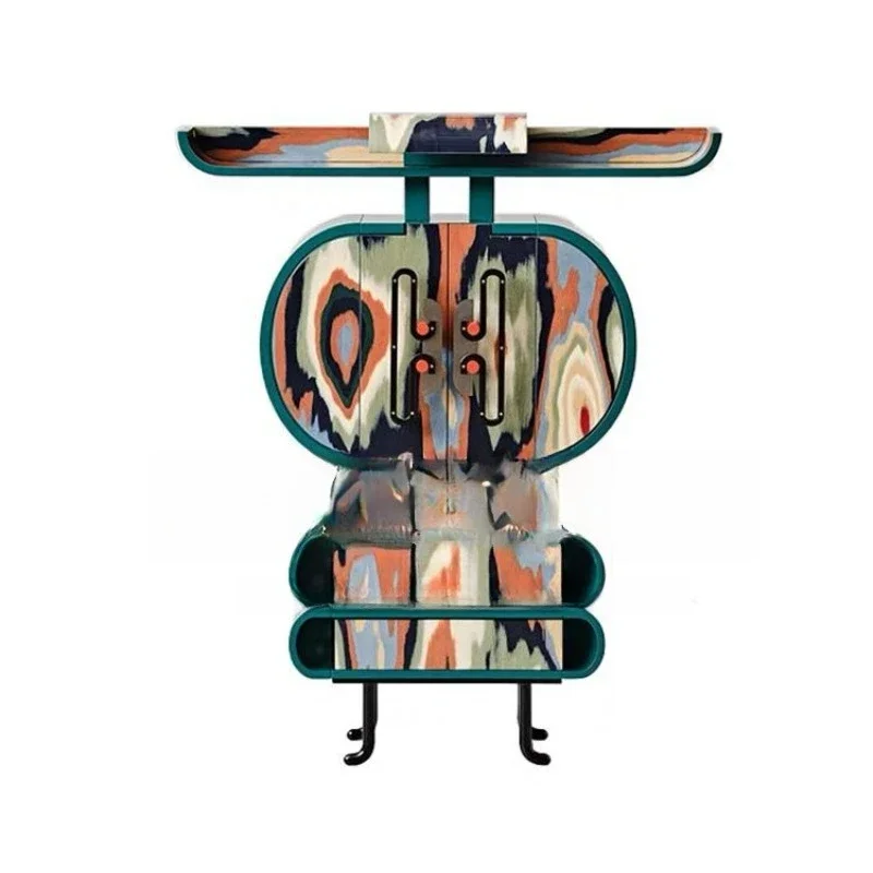 

Art painting Color household solid wood dining side cabinet Wall designer Creative chest owl Simple storage